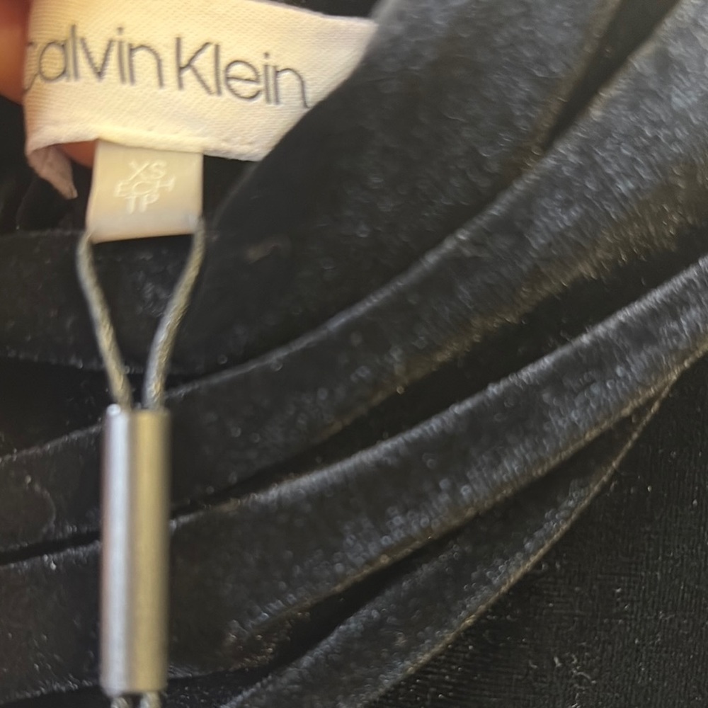 Calvin Klein Black Velvet Midi Dress XS - Picture 7 of 7